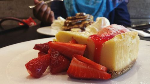 Close-up of dessert in plate on table