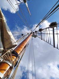 Low angle view of sailboat against sky