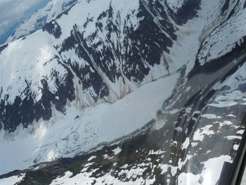 Scenic view of snow covered mountains