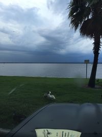 Scenic view of sea against cloudy sky