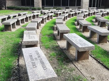 High angle view of cemetery