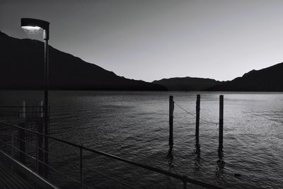 Scenic view of lake against clear sky