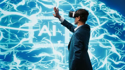 Side view of man in swimming pool
