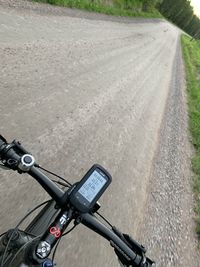 High angle view of bicycle on road