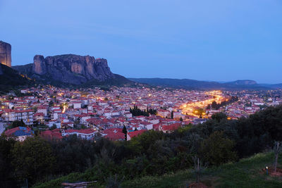 High angle view of townscape against sky