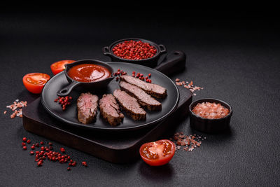 High angle view of food on table