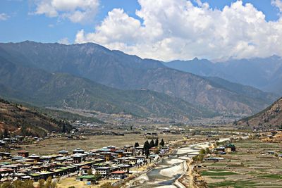 Panoramic view of mountains against sky