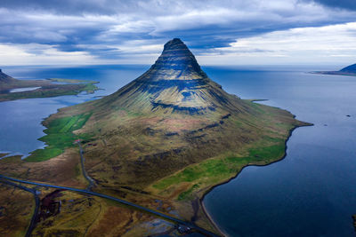 Scenic view of sea against cloudy sky