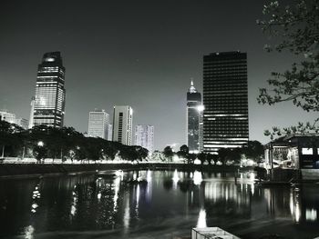 View of skyscrapers at night