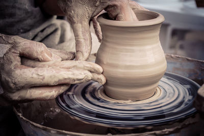 Close-up of hands working