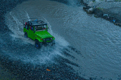 High angle view of boat in sea