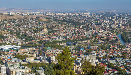 Panoramic view of tbilisi from mtatsminda mountain, georgia