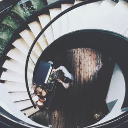 Low angle view of spiral staircase
