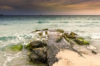 Scenic view of sea against sky during sunset