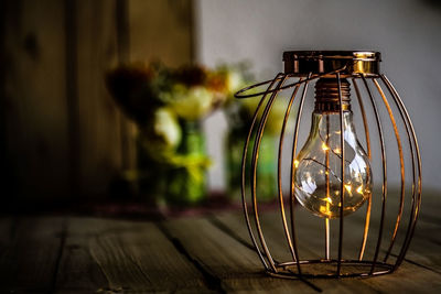 Close-up of illuminated light bulb