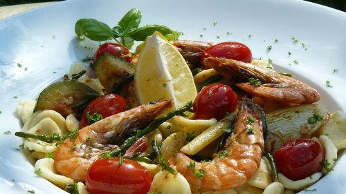 High angle view of salad in plate