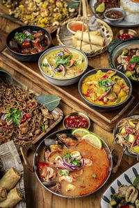 High angle view of food on table