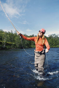 Woman fishing