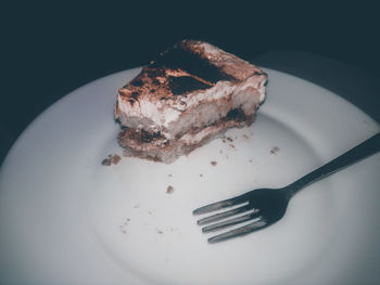 High angle view of cake in plate