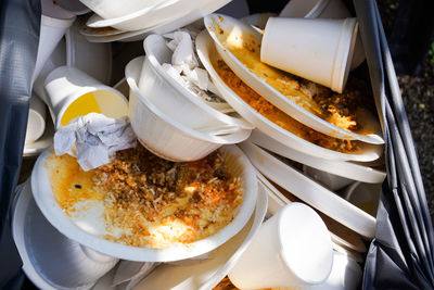 High angle view of food in plate