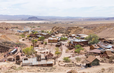 High angle view of townscape against sky