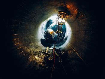 Man working in tunnel