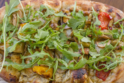 Close-up view of an italian vegetable flatbread