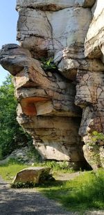Low angle view of rock formations