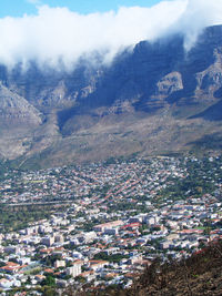 High angle view of townscape against sky