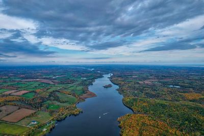Drone photo of lake in the summer