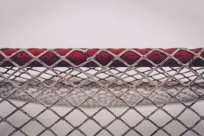 Low angle view of sports net against clear sky