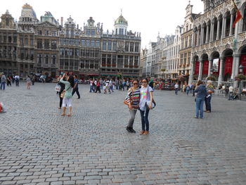 Tourists in town square