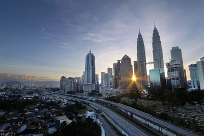 View of skyscrapers in city