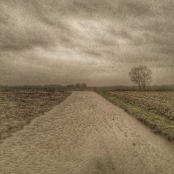 Scenic view of field against cloudy sky