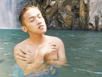 Portrait of woman in water