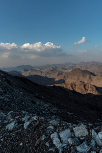 United arab emirates mountains view form wadi al qor to buraq dam highest place around 800 meters