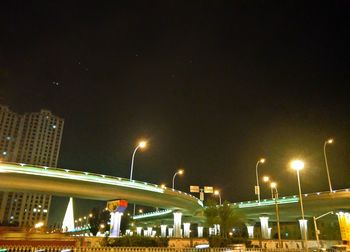 Illuminated city against sky at night