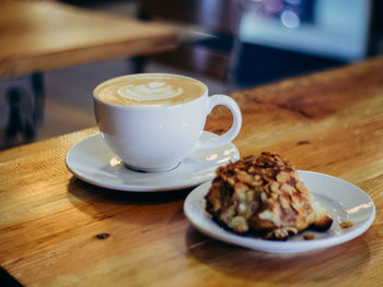 Close-up of food on wooden table