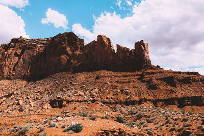 Rock formations on landscape against sky