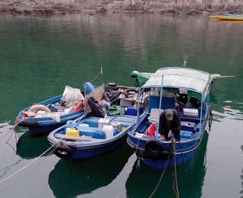 Boats in calm lake