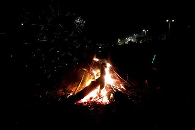 Firework display at night