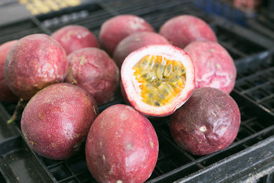 High angle view of fruits for sale