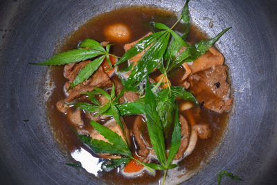 High angle view of vegetables in bowl