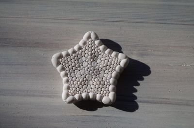 High angle view of apple on table