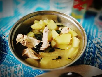 Close-up of fruits in bowl on table