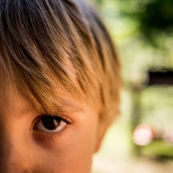 Cropped image of boy with blond hair