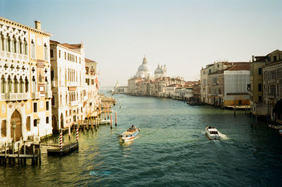 Color film photograph of the venice canals in venice, italy, december 2021.