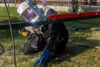 Man working on field