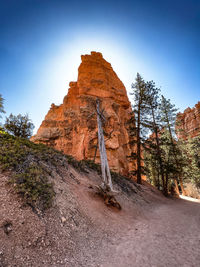 Low angle view of rock formations