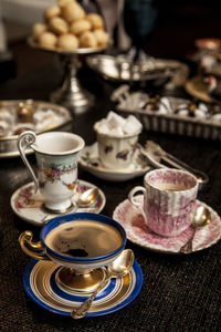 Close-up of coffee cup on table